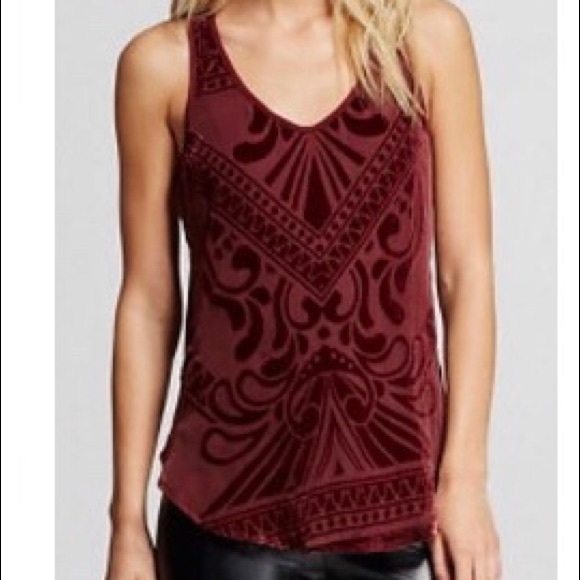 Mossimo | Red Crushed Velvet Patterned Tank - Picture 1 of 7